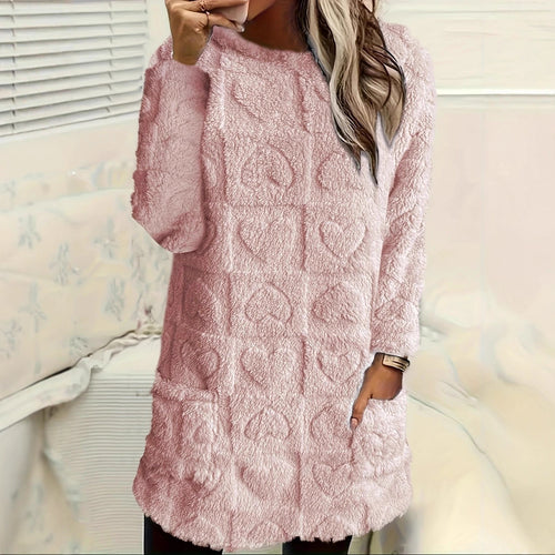 Soft sweatshirt dress for women with heart-shaped fabric pattern Amarae