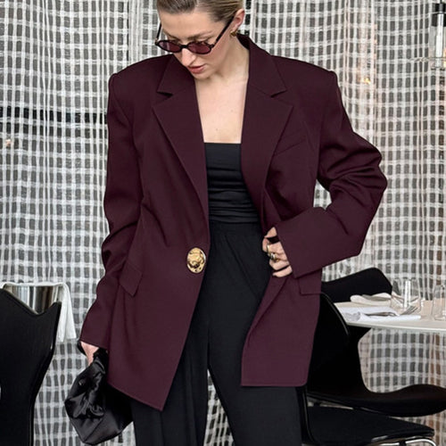 Oversized blazer for women with gold button Amarae