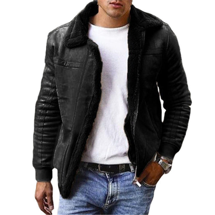 Leather jacket lined with sheepskin for men with a modern design Lune London