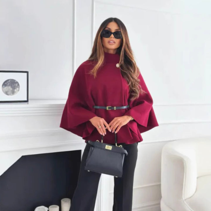 Trendy cape jacket for women with decorative belt Lune London