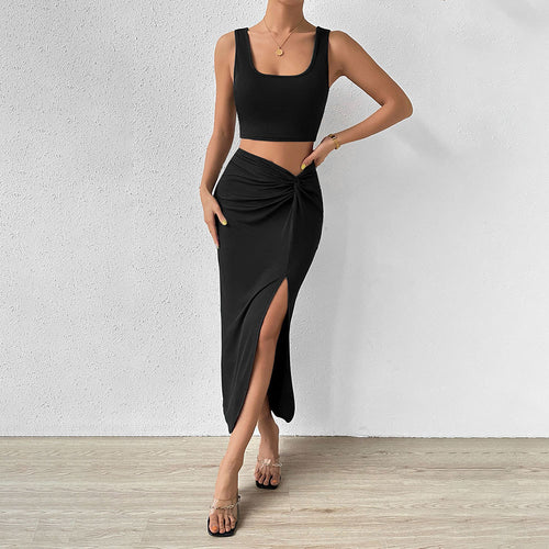 Robe portefeuille pour femmes avec fente asymétrique et détail de nœud chic Chic & Stil