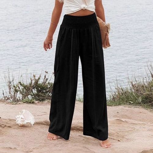 Elegant and wide Palazzo trousers for women with high waist and draping Amarae