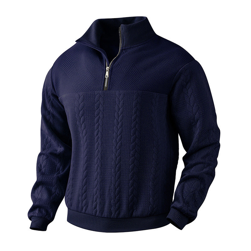 Trendy knitted sweater for men with turtleneck and zipper Lune London