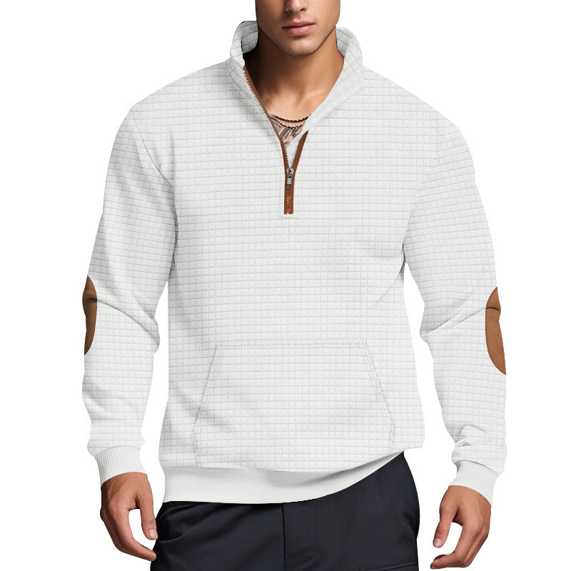 Men's sporty hoodie with half-zip and textured design Lune London