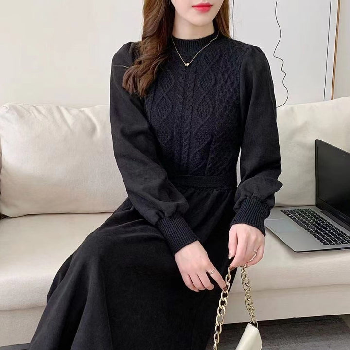 Robe tricotée pour femmes avec corsage texturé et manches bouffantes Chic & Stil