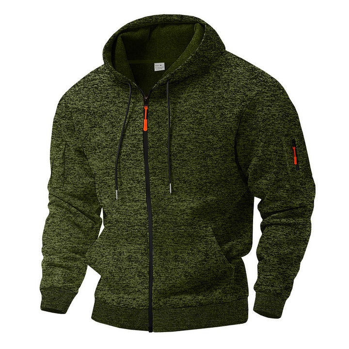 Men's sporty fleece hoodie with functional zip pockets Lune London