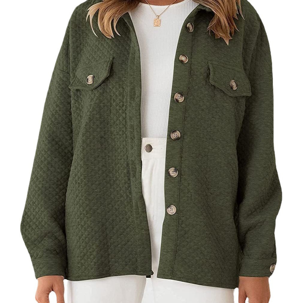 Plus size women's quilted jacket with pockets and classic collar Amarae