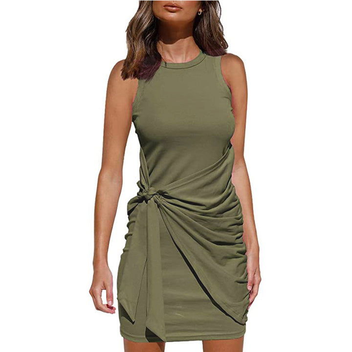 Chic and Stylish Draped Twisted Sleeveless Mini Dress