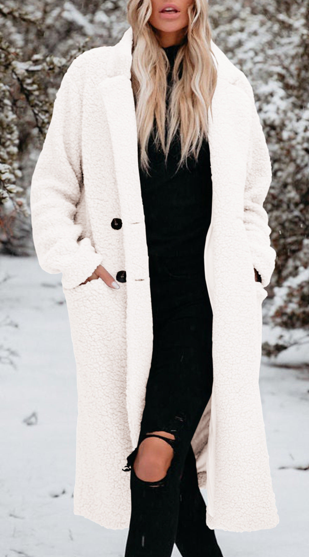 Ladies Teddy Coat with Buttons Lune London
