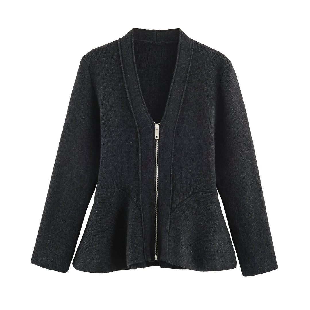 Women’s cardigan with zipper and peplum cut Amarae
