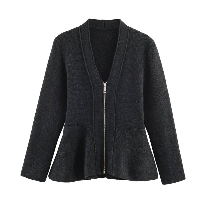 Women’s cardigan with zipper and peplum cut Amarae