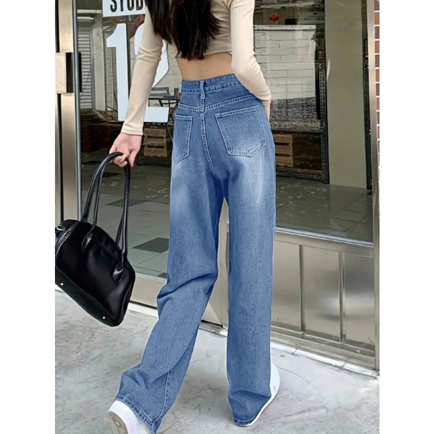 Women's wide High-Waist Baggy jeans with straight leg Amarae