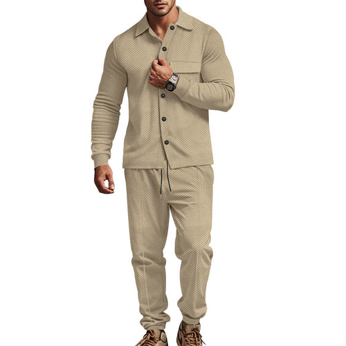 Casual long sleeve t-shirt set for men and chic jogging pants