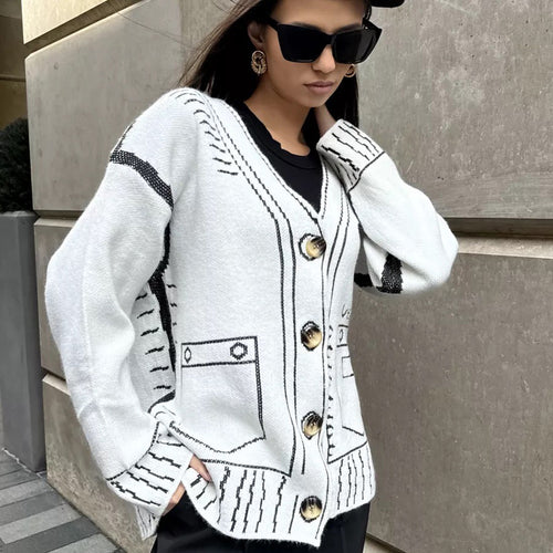 Ladies fashionable knitted cardigan with a unique design Amarae
