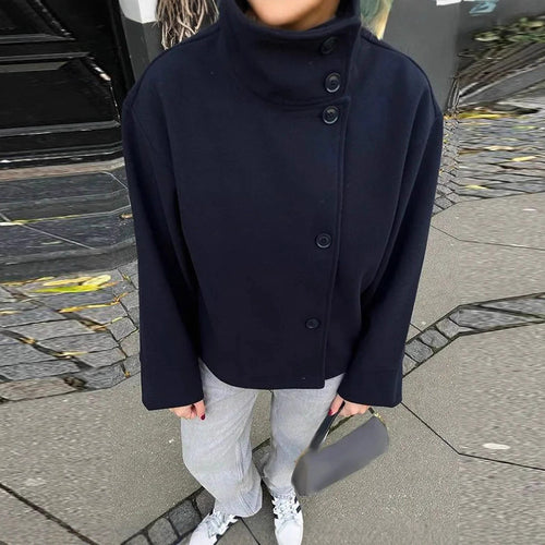 Modern and practical short jacket for women with high collar Amarae