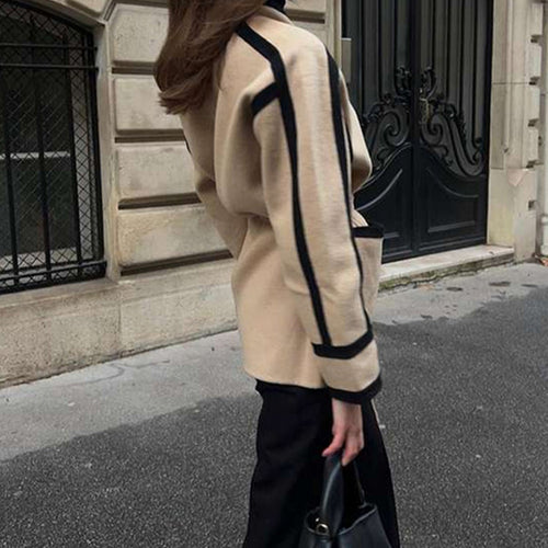 Ladies Oversized Fashion Jacket with Textured Details and Contrasting Stitching Amarae