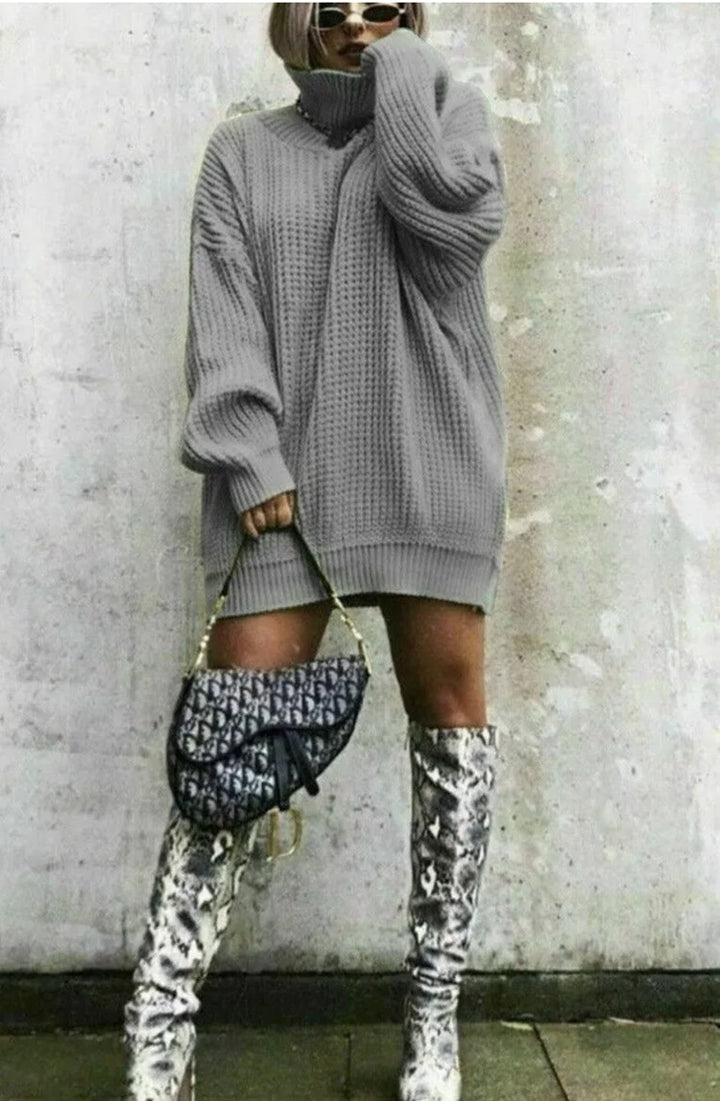 Ladies large knitted sweater with high neck and relaxed silhouette Lune London