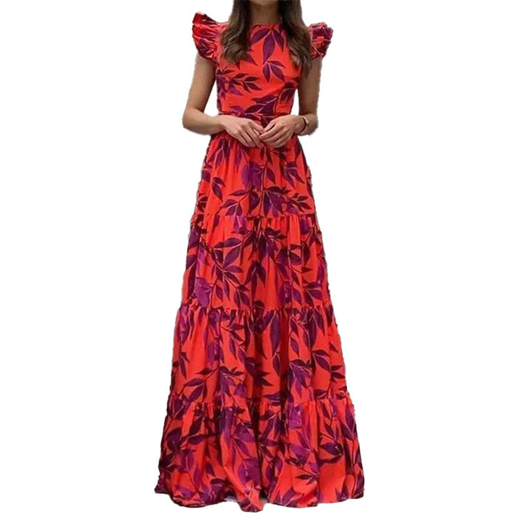 Robe maxi femme avec détails en volants et design floral Chic & Stil