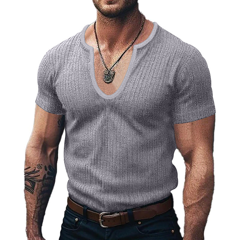 Men's V-neck ribbed T-shirt Lune London