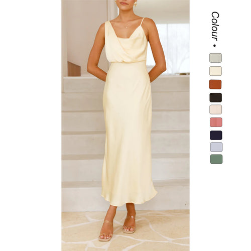 Women Elegant Maxi Dress with Draped Top and Slim Silhouette Amarae