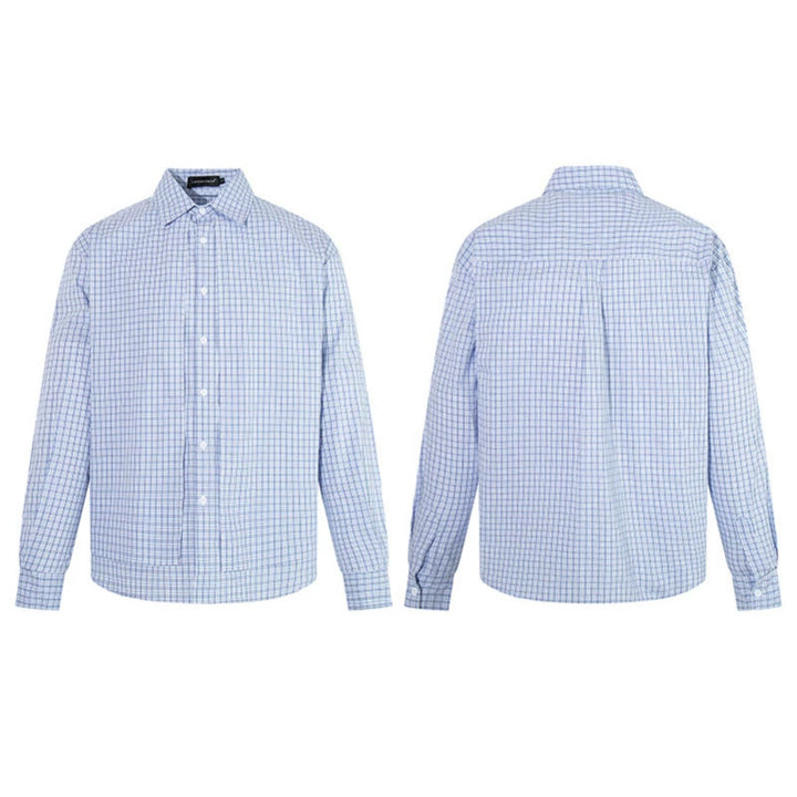 Men's Checked Cotton Long Sleeve Shirt in Relaxed Fit with Kent Collar Amarae