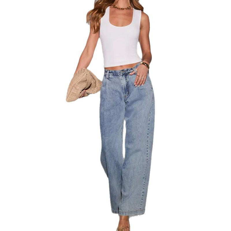 Wide denim pants for women with high waist and casual cut Chic & Stil