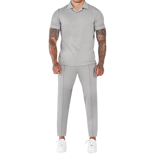Modern men short sleeve structured fabric set Amarae