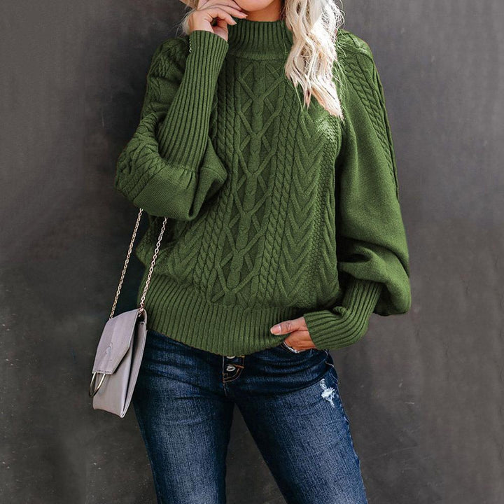 Knit sweater for women with high collar and textured design Lune London