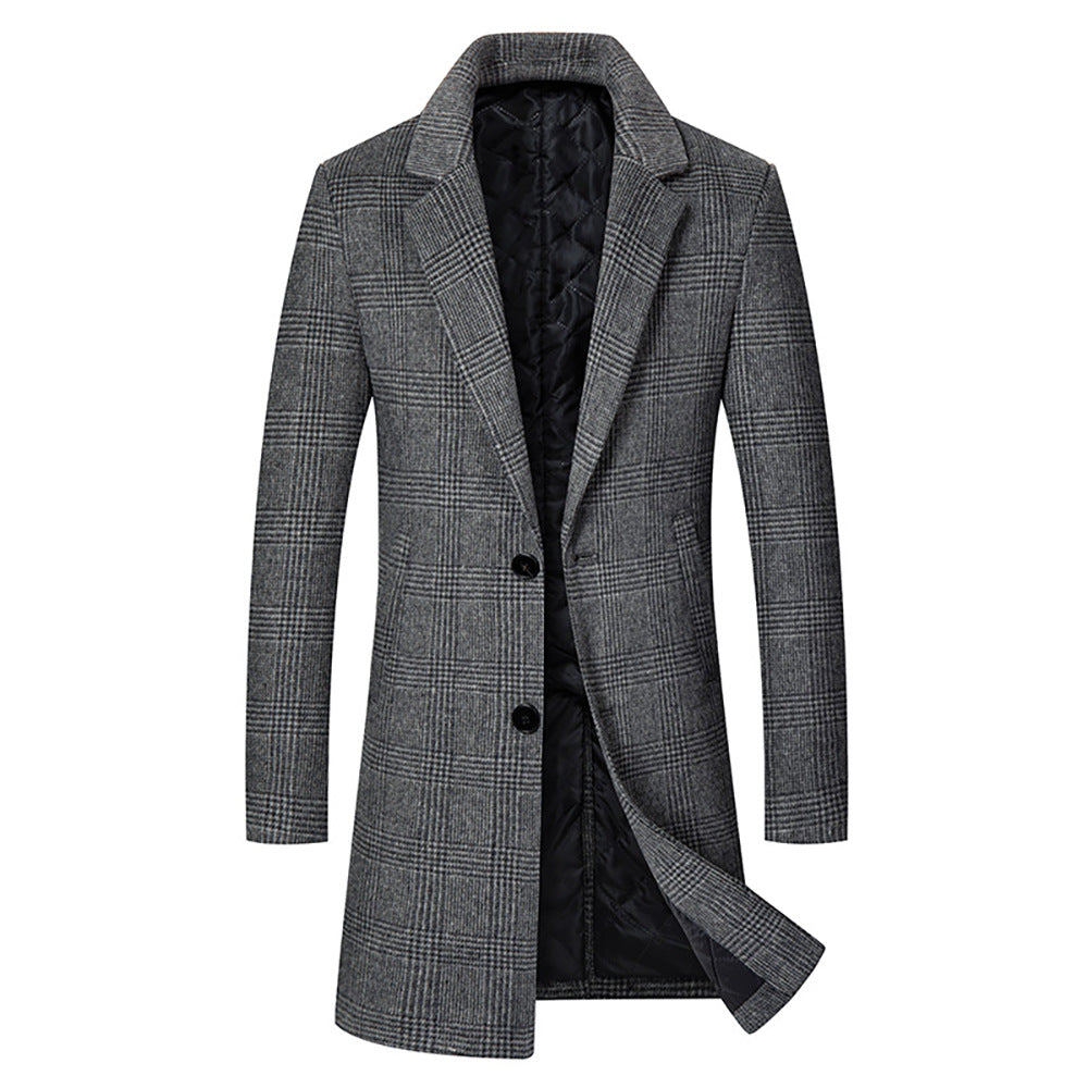 Elegant long coat for men in tartan pattern with removable inner part Amarae