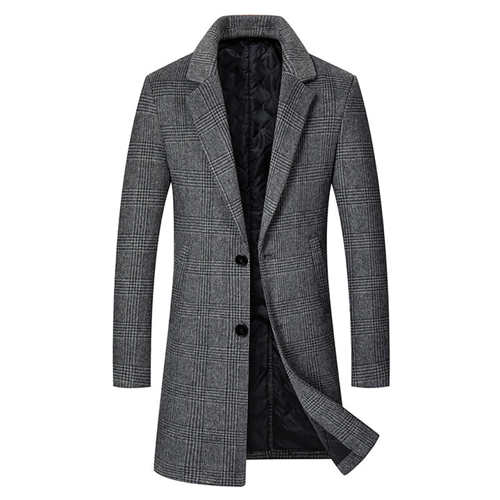 Elegant long coat for men in tartan pattern with removable inner part Amarae