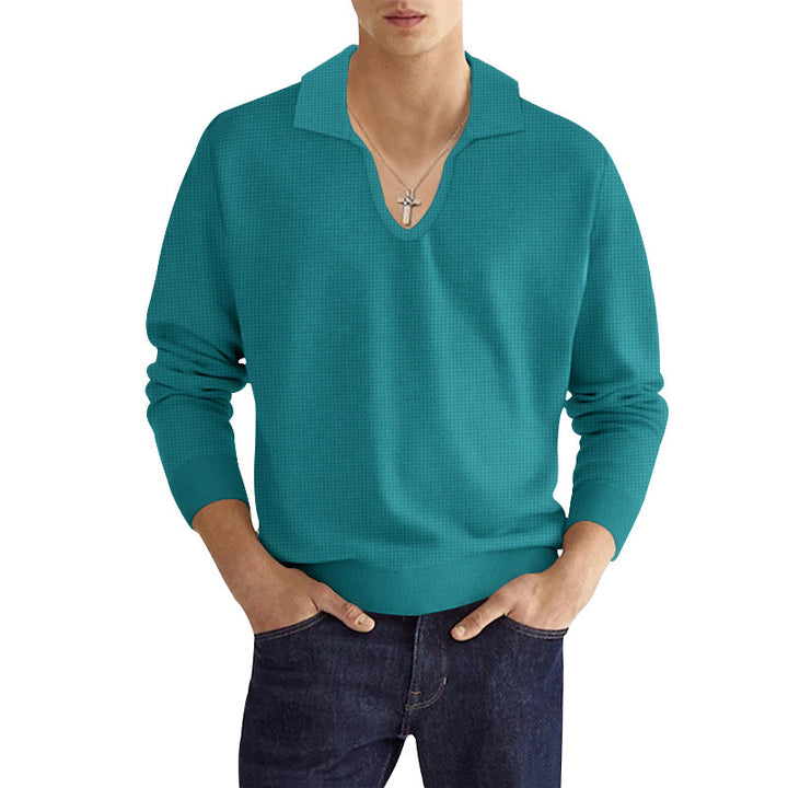 V-neck knitted top for men with structured design Lune London