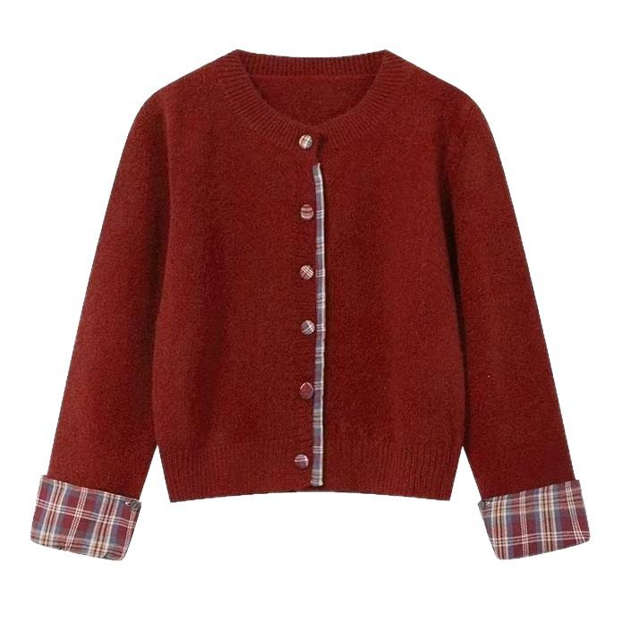 Cardigan pour femmes avec un design de boutons créatif et un doublure contrastante Chic & Stil