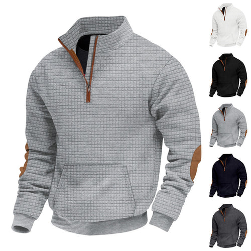 Fleece sweater with high collar for men with practical zipper Amarae