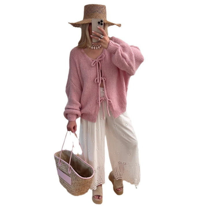 Ladies chunky knit jacket with drawstring and relaxed fit Lune London