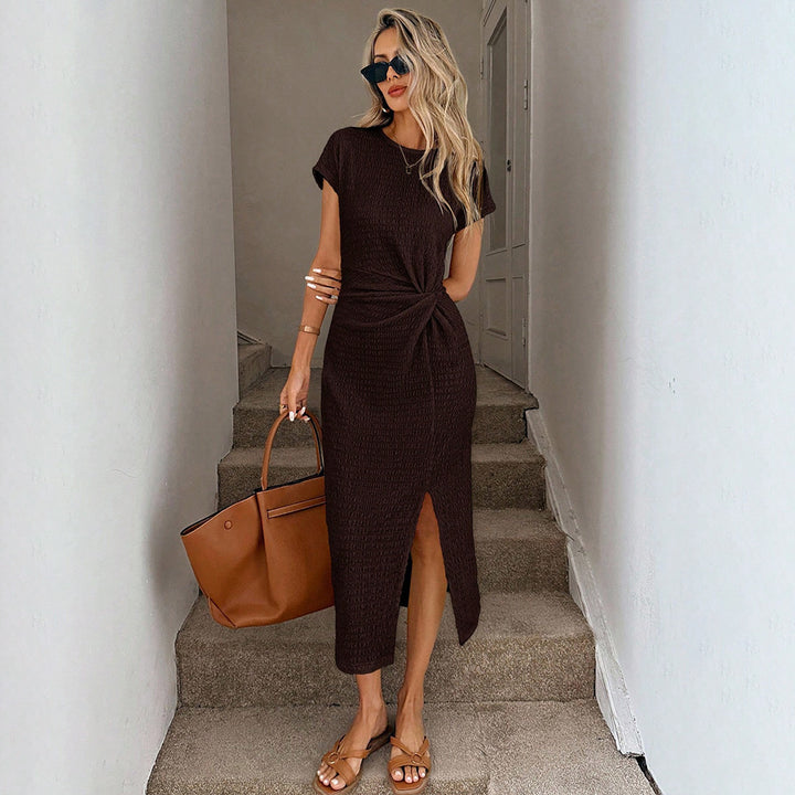 Robe maxi femme avec nœud élégant et finition à fente latérale haute Chic & Stil