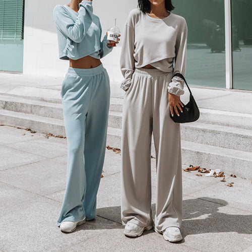 Ladies casual crop-top with wide lounge pants Amarae