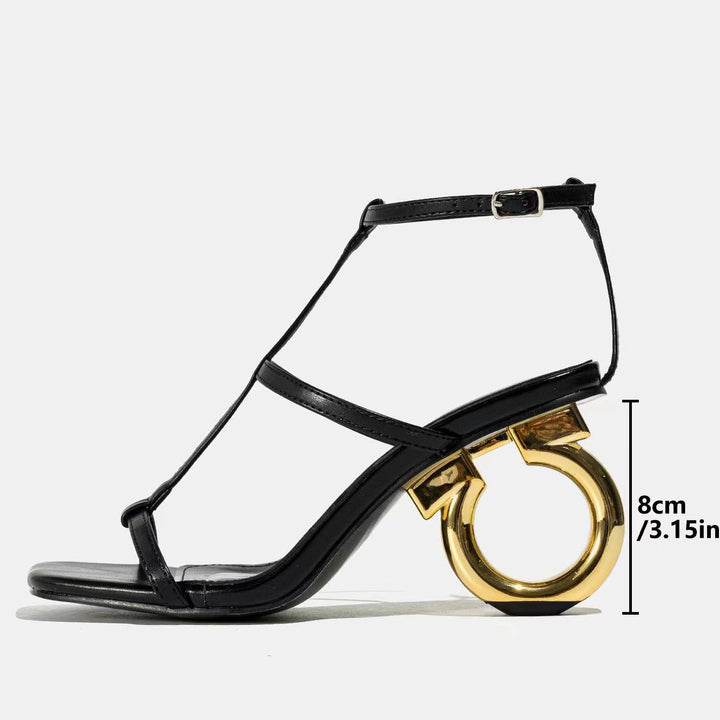 Women's sandals with fashionable ring detail and elegant strap design Lune London