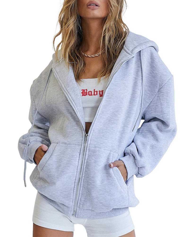 Oversized hooded jacket for women with practical pockets and zipper Lune London