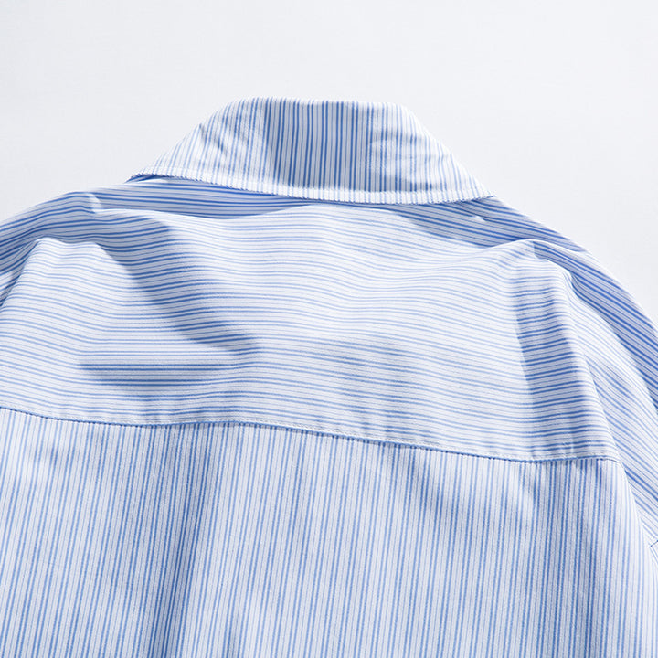 Men's Oversized Cotton Shirt with Fine Stripes and Chest Pocket Amarae