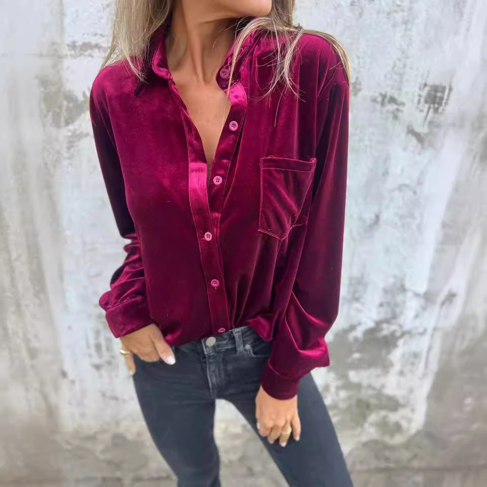 Elegant and comfortable velvet blouse for women Lune London