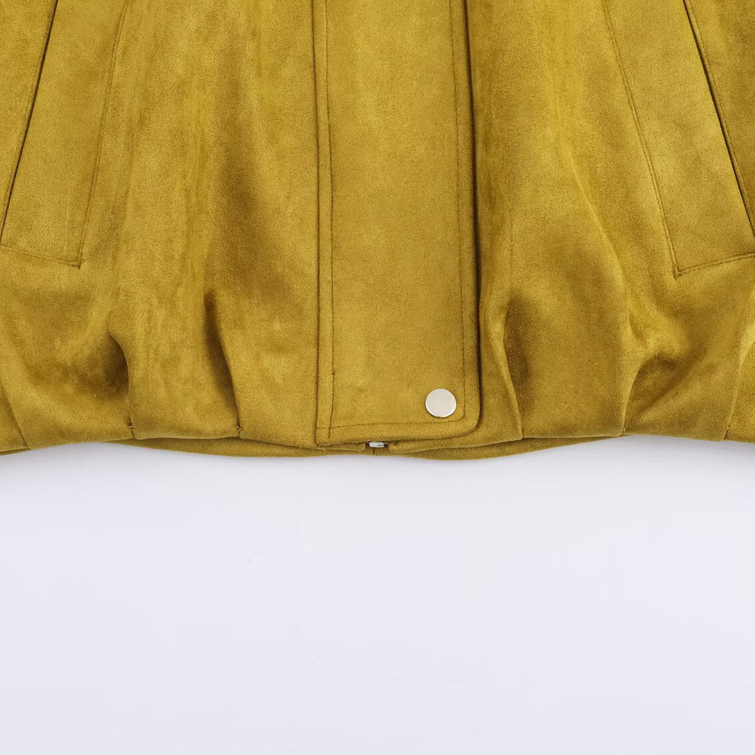 Lune London Women's Suede Jacket with Stand-up Collar and Practical Pockets