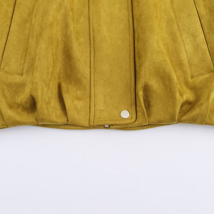 Lune London Women's Suede Jacket with Stand-up Collar and Practical Pockets