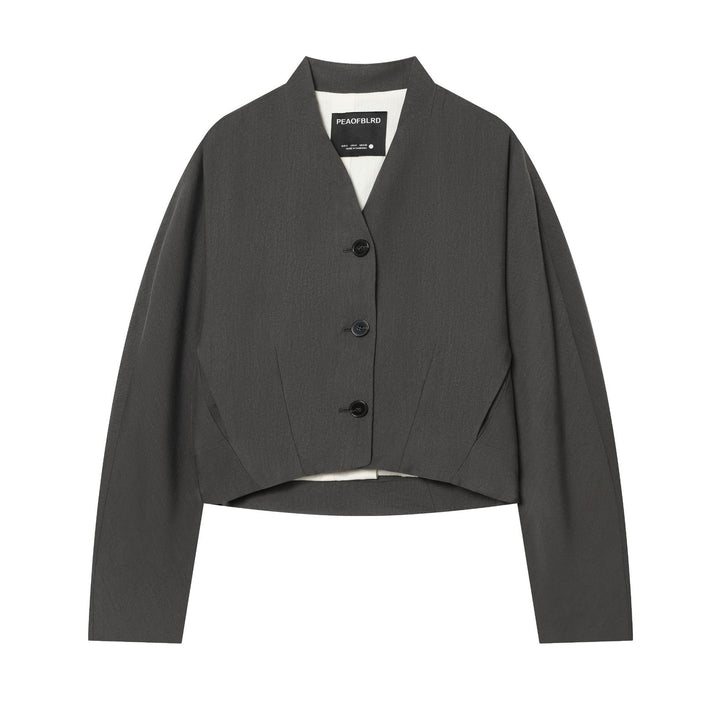 Ladies cropped blazer with boxy silhouette and deep V-neckline Amarae