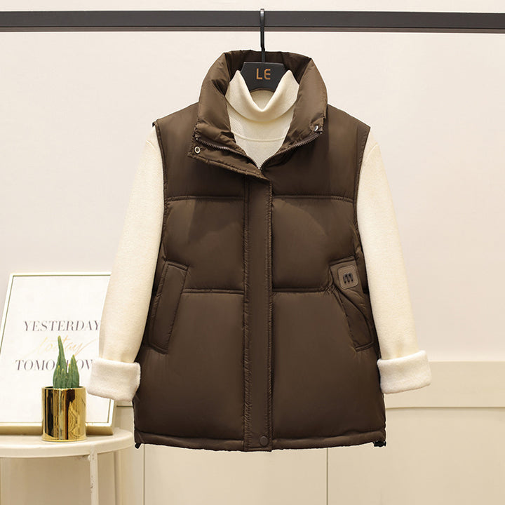 Ladies quilted vest with high collar Lune London