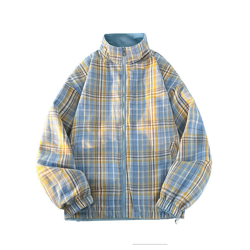 Casual windbreaker jacket for women with plaid lining and high collar Lune London