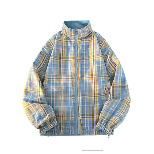 Casual windbreaker jacket for women with plaid lining and high collar Amarae