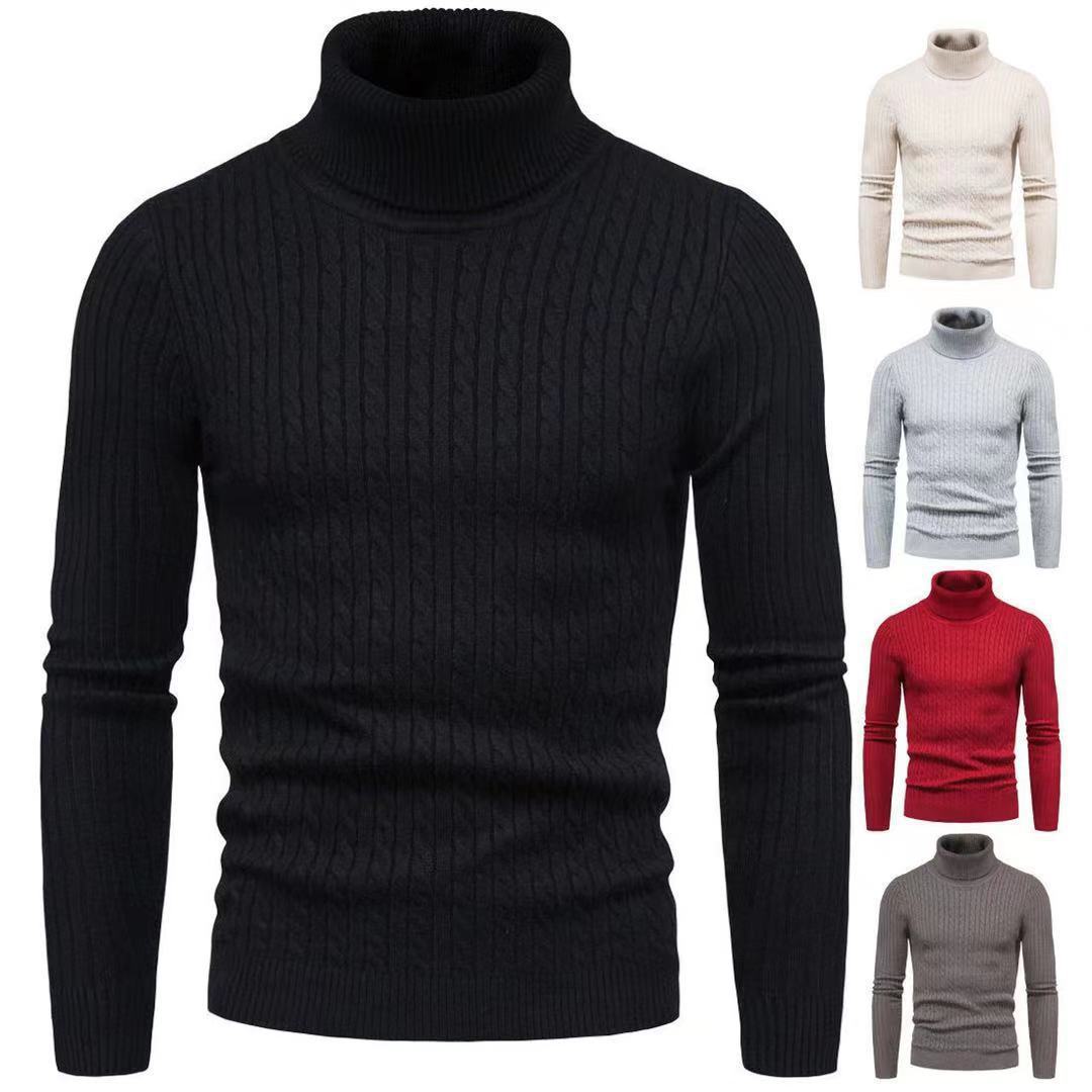 Men's turtleneck sweater with textured cable-knit pattern Lune London