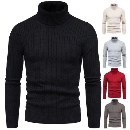 Men's turtleneck sweater with textured cable-knit pattern Amarae
