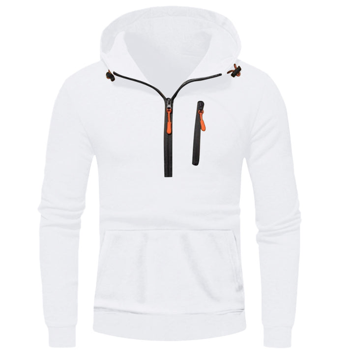 Modern men's hoodie with innovative half-zip closure Lune London