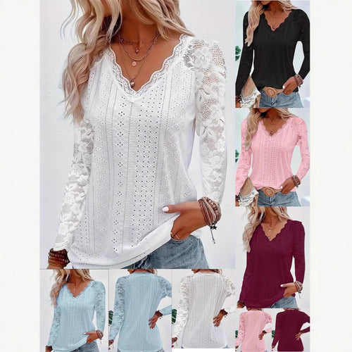 Dames Élégant Top avec Dentelle et Décolleté en V Chic & Stil
